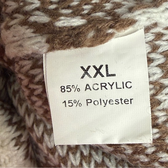 Southern Stitch Leopard Sweater XXL Tan Brown Cream Striped Hem Cozy - Picture 7 of 9